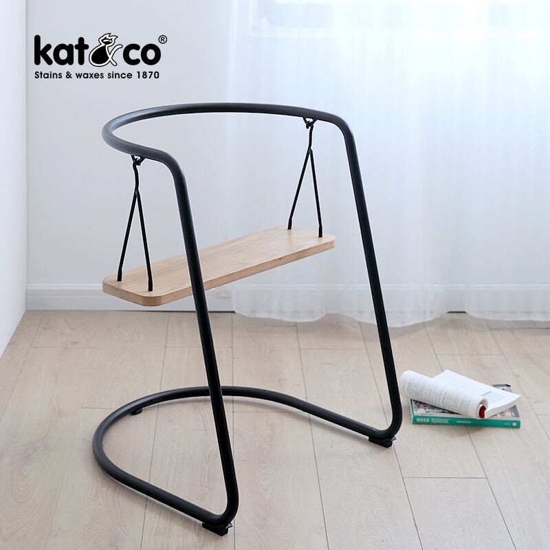 c北欧复古铁艺橡木小秋千椅  轻奢ins网红阳台休闲摇椅创意猫爬