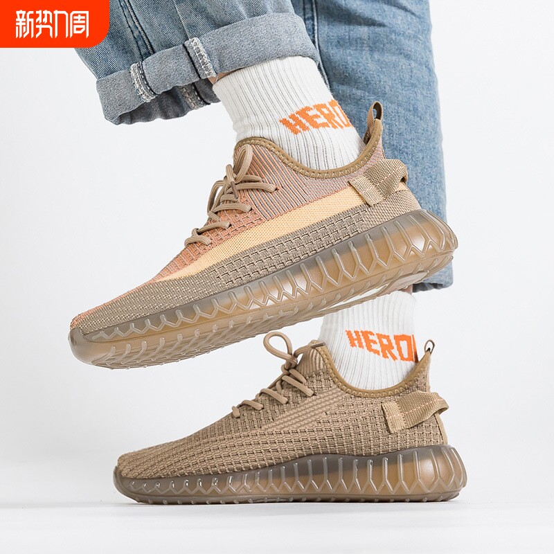 情侣爆米花椰子鞋2022新款飞织运动鞋软底透气跑步鞋男女小白鞋子