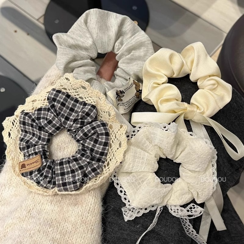 少女心温柔蝴蝶结大肠发圈女高级感粉色丝带蕾丝气质飘带发绳韩系