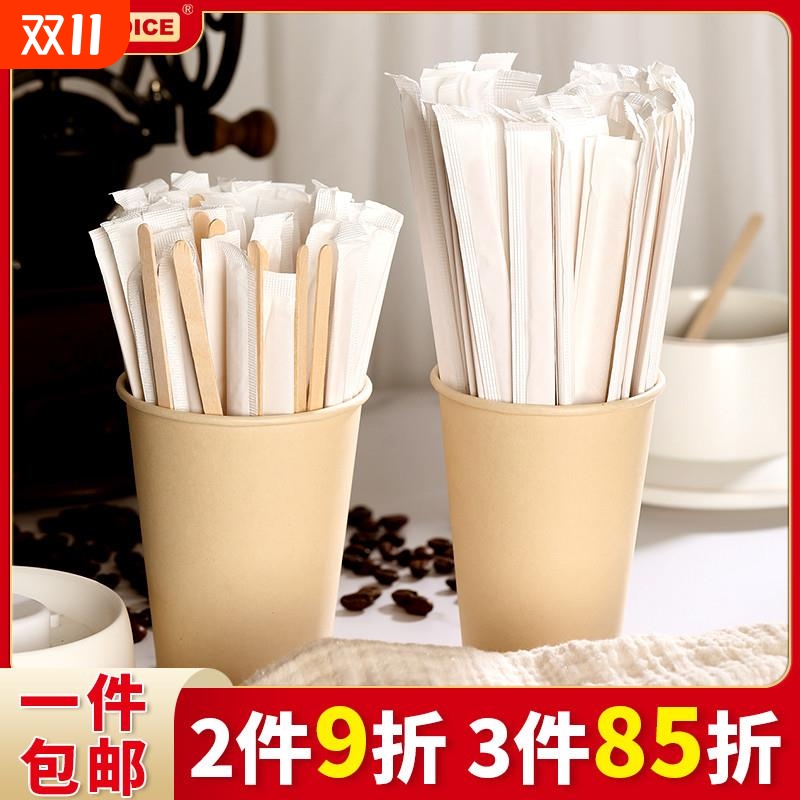 一次性搅拌棒咖啡搅拌棒独立包装木质热饮奶茶蜂蜜搅拌棍实木勺棒