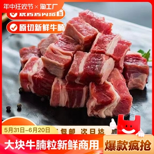 牛腩粒新鲜冰鲜可商用生牛肉带筋原切进口火锅食材整箱谷饲雪花