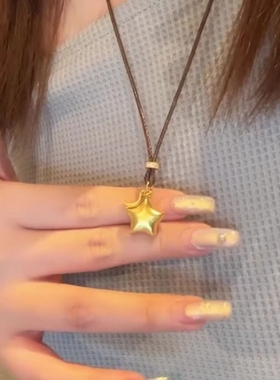 「biu boom」中古金色折纸星星月亮项链简约复古设计感长款锁骨链