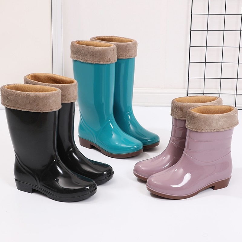 冬季雨鞋水鞋女款加绒加厚防滑防水雨靴桶靴高筒成人雨鞋胶鞋中筒