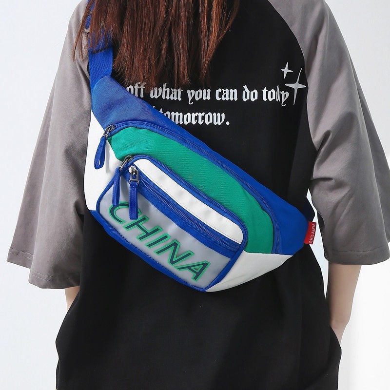 胸包男士潮牌斜挎包百搭腰包男包包休闲学生运动款单肩背包女