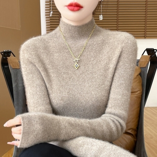 半高领打底衫女加厚秋冬新配内搭弹力毛衣仿针织衫黑色白色质感