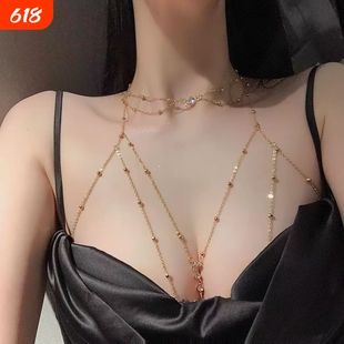 百搭性感脖子项链简约时尚身体链胸链后背链创意装配饰锁骨银色