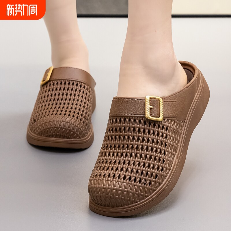 爆款夏季新款女士厚底中年妈妈凉拖鞋勃肯鞋懒人休闲厚底复古外穿