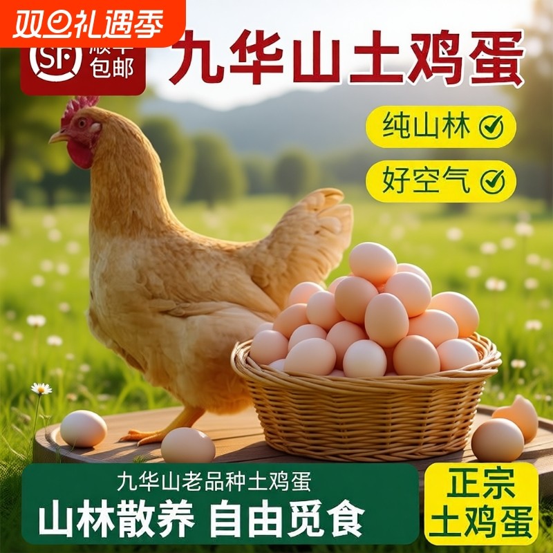安徽九华山林散养土鸡蛋60枚正宗皖南农家笨鸡蛋皖南柴鸡蛋乌鸡蛋