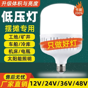 led低压灯12V24V36V48V60V交流直流节能灯E27螺口电瓶太阳能灯泡