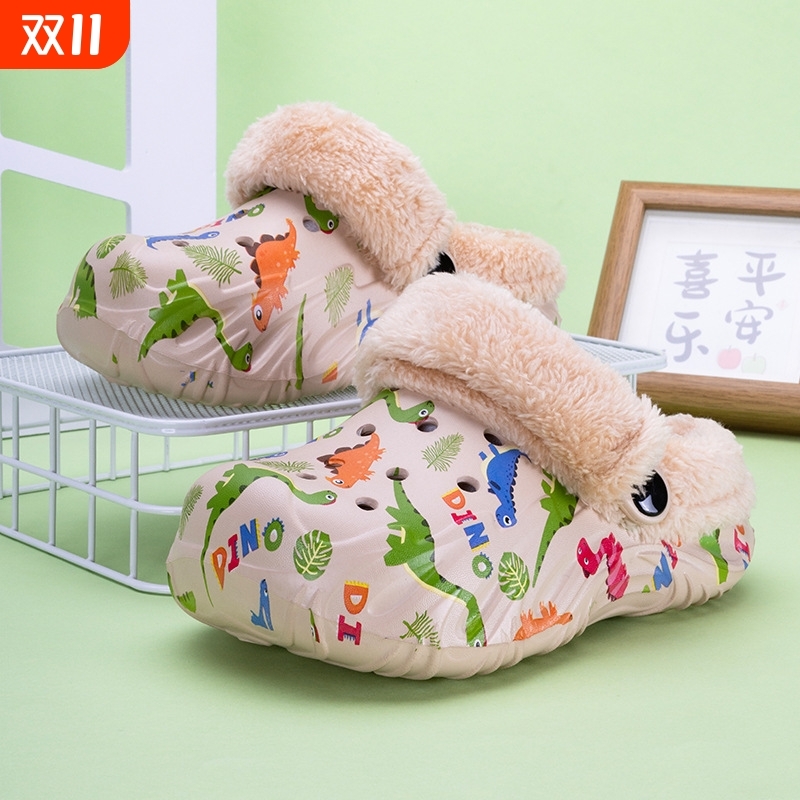 2025新款拖鞋防滑加厚国风棉秋冬季女棉鞋男外加绒大码保休闲黑色