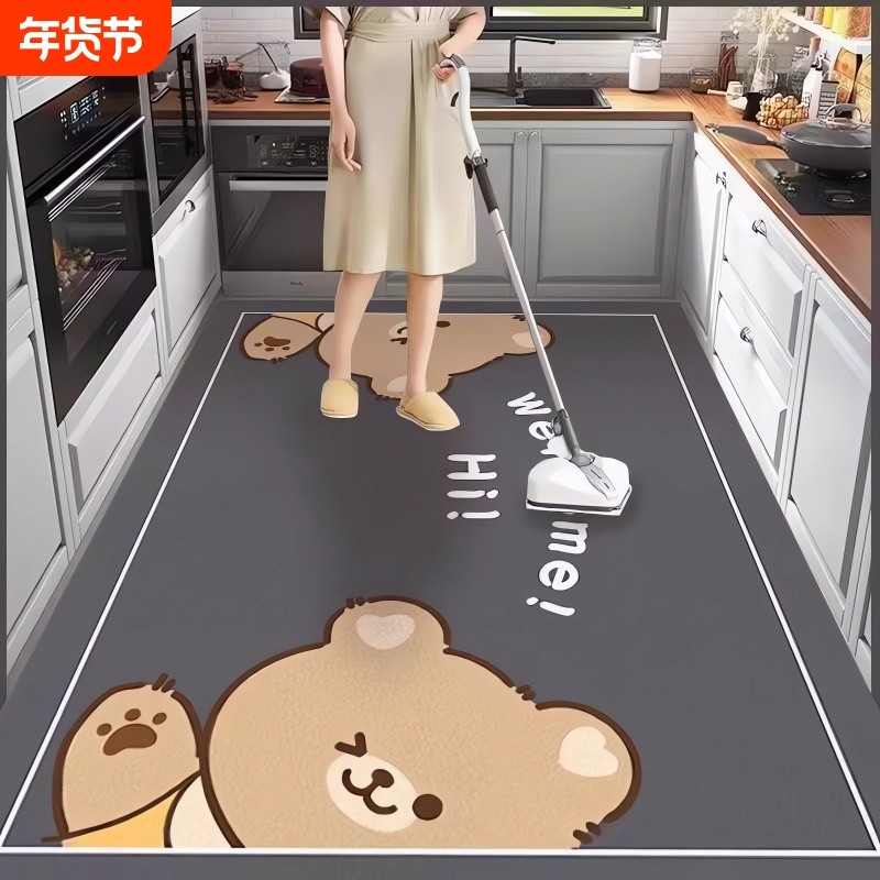 防油硅藻泥厨房地垫防滑新款可擦免洗耐脏吸水吸油地毯脚垫子耐脏,居家布艺,厨房地垫,淘宝优惠券,粉丝福利购,淘宝优惠卷