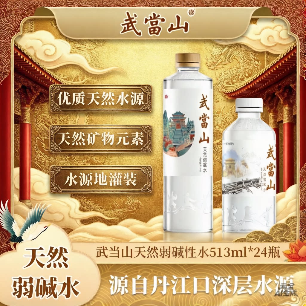 武当山天然弱碱水513ml*24瓶整箱装