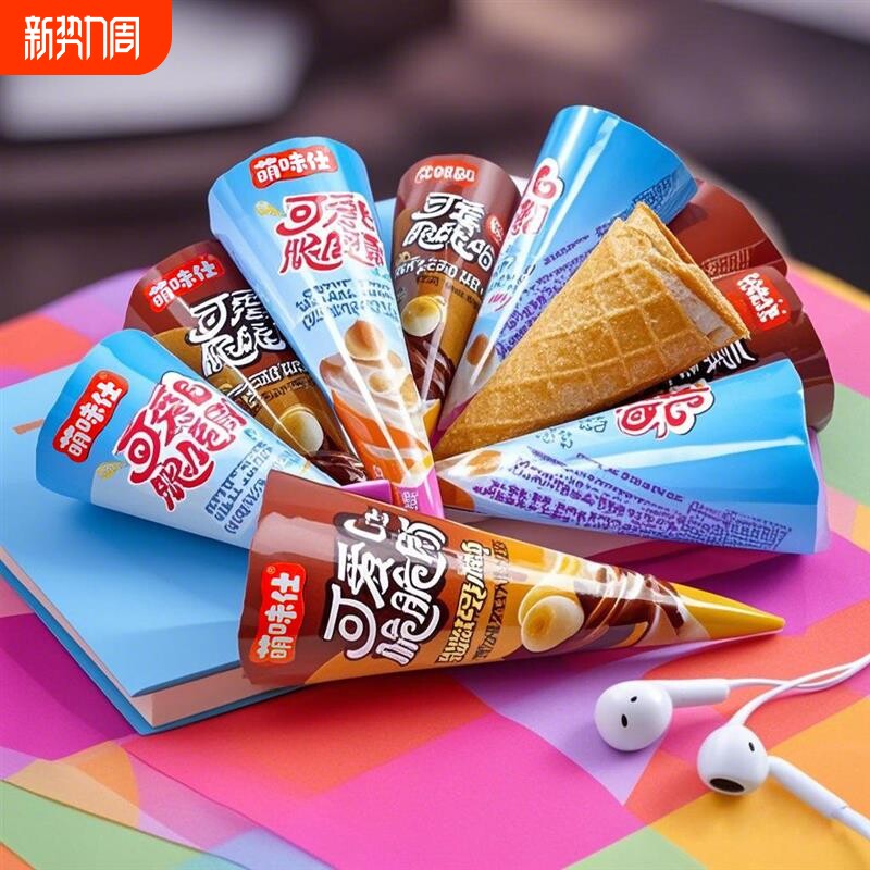 夹心巧克力脆筒冰淇淋形小甜筒爆浆蛋筒休闲甜品零食（代可可脂）