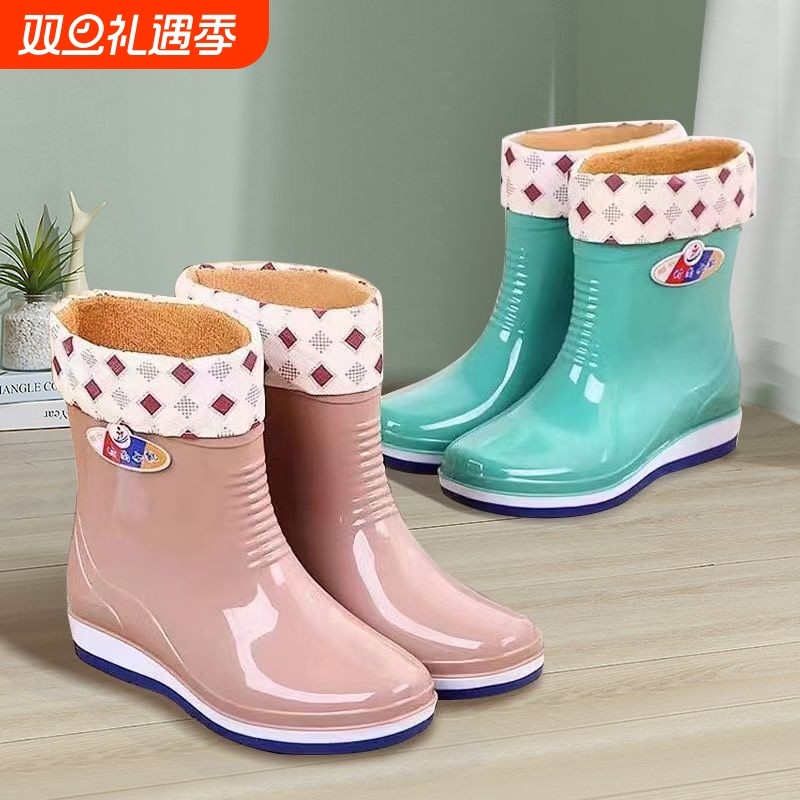水鞋女平低成人中筒雨鞋女加绒短筒时尚夏水靴女防滑雨靴女防水鞋