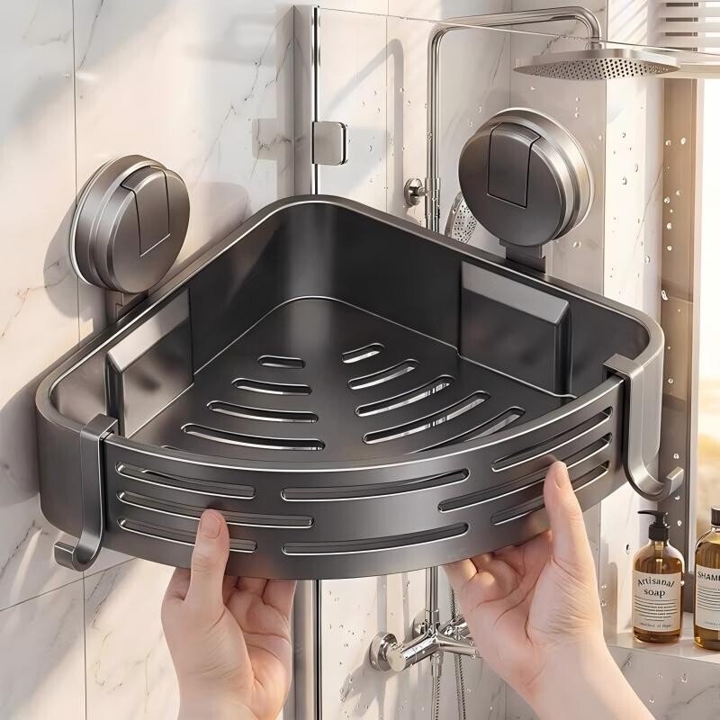 吸盘浴室置物架卫生间三角篮免打孔厕所收纳架子墙角沐浴露洗澡架