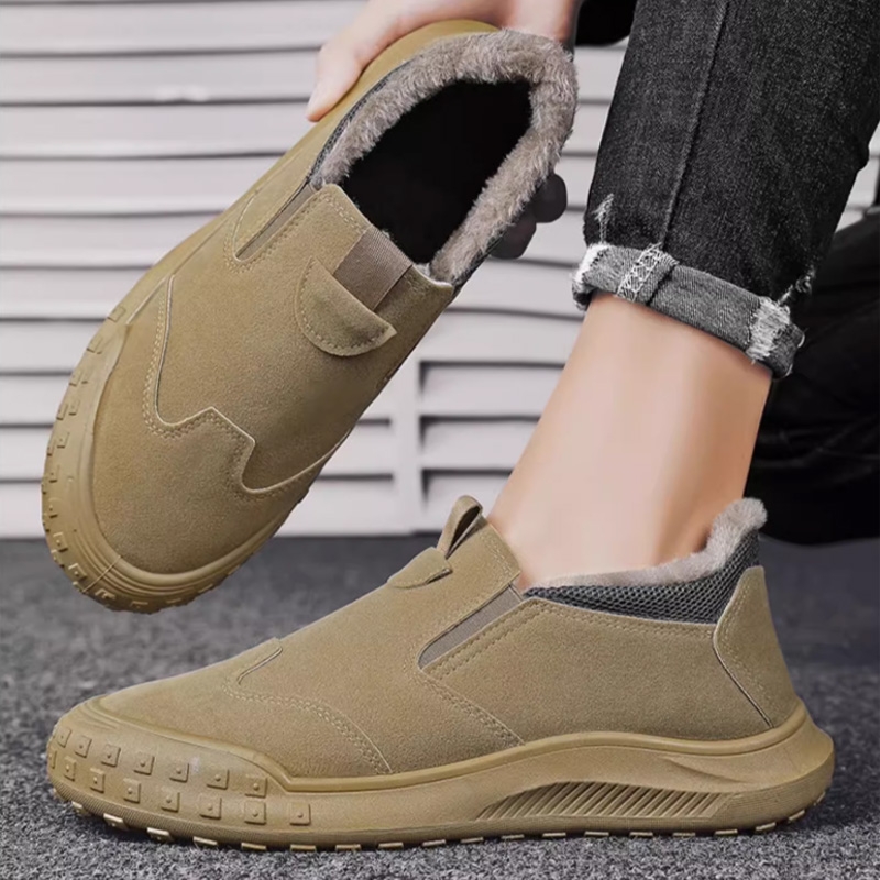 男鞋棉鞋冬季加绒劳保鞋保暖防水防滑防寒工地干活皮毛一体一脚蹬