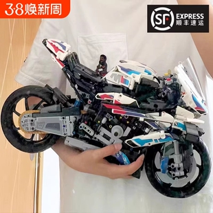 兼容乐高宝马M1000RR摩托车积木机械组跑车男孩拼装玩具赛车模型