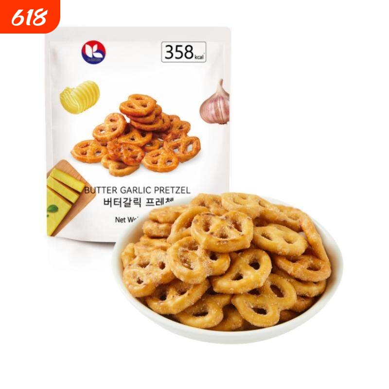 K-CHOICE碱水结型饼干蒜香黄油味美味醇香休闲追剧零食韩国进口