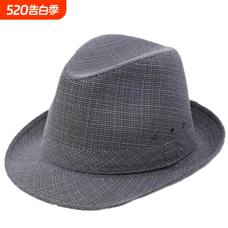 老人男帽子春夏天亚麻礼帽中老年爵士爸爸绅士短檐卷边休闲夏凉帽