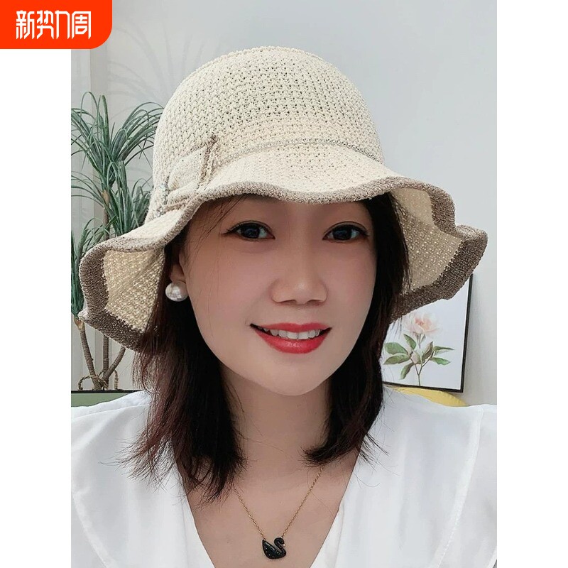 夏天帽子女款2026新款凉帽薄款洋气时尚渔夫帽防晒遮阳帽太阳帽女