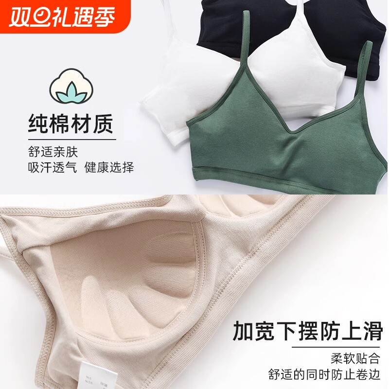 运动内衣女无钢圈薄款小胸聚拢网红吊带背心抹胸式一体裹胸文胸罩
