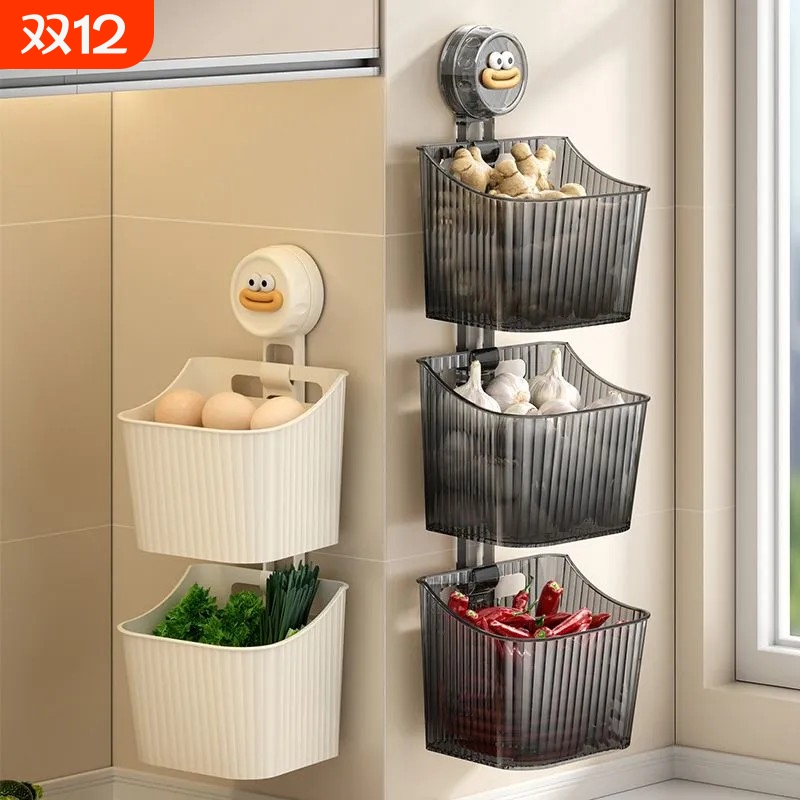 壁挂厨房葱姜蒜收纳盒免打孔