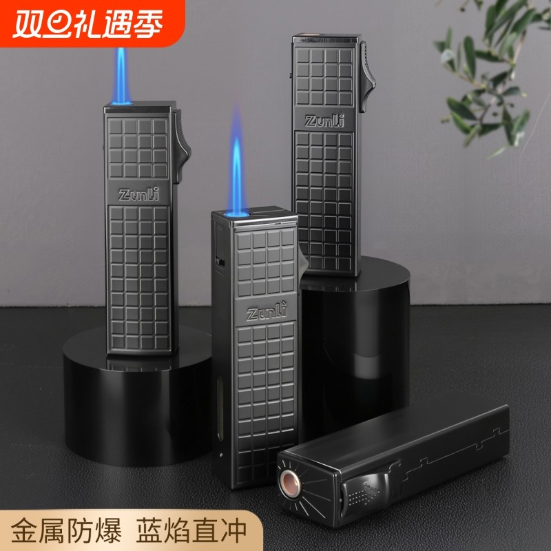黑武士金属防风打火机蓝焰直冲可充气防爆压花立体图案创意点火机