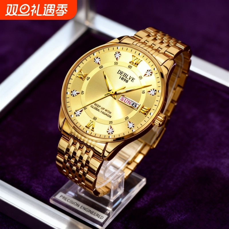 手表男款全自动男表数字双日历防水腕表男机械风全自动防水高级感