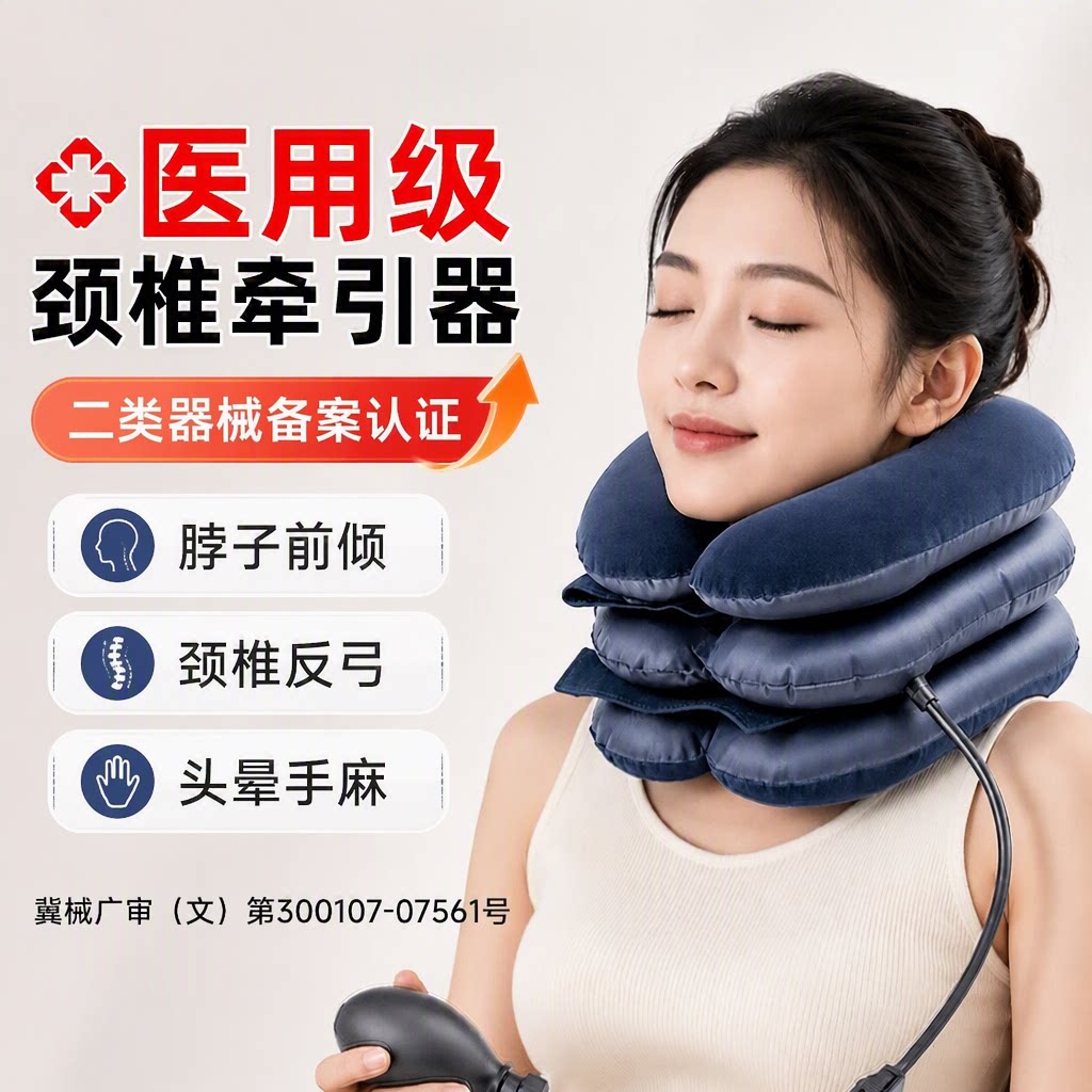 骨宜生颈枕充气颈椎牵引器家用颈椎托矫正器脖子拉伸颈部病医用级
