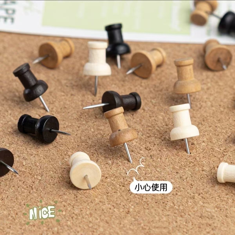 木质图钉复古毛毡创意软木板装饰留言板木工字按钉照片美工