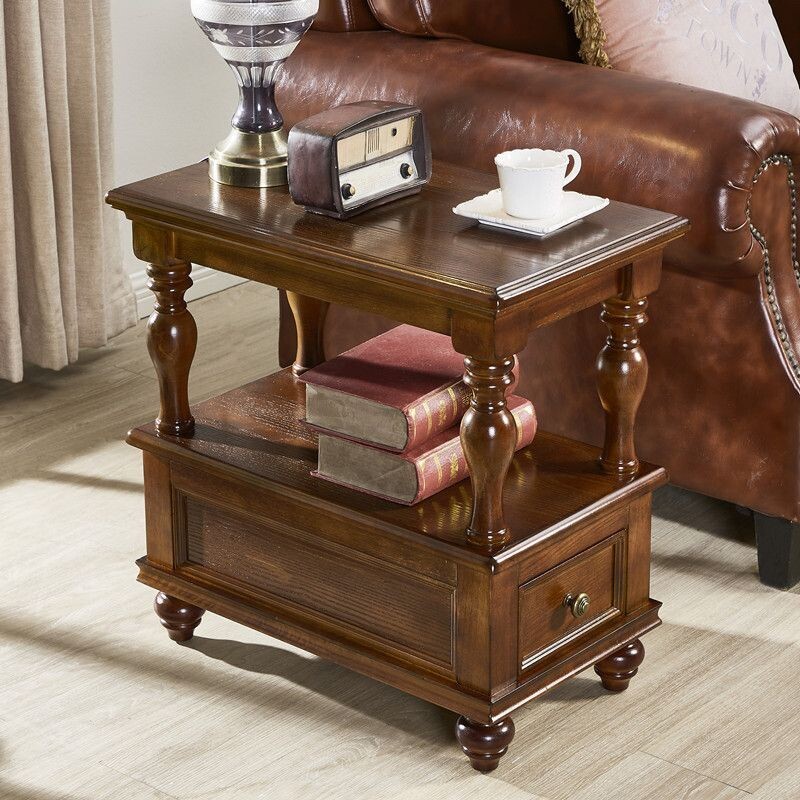 d美式实木边几边桌创意矮桌边柜沙发角几欧式小边桌茶几迷你