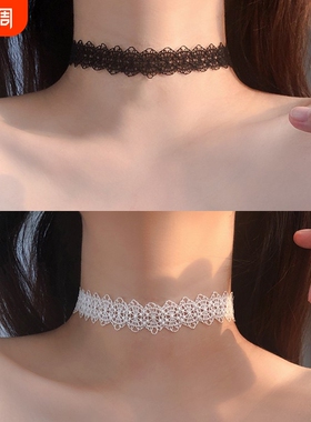 无注册商标黑色蕾丝项圈锁骨链