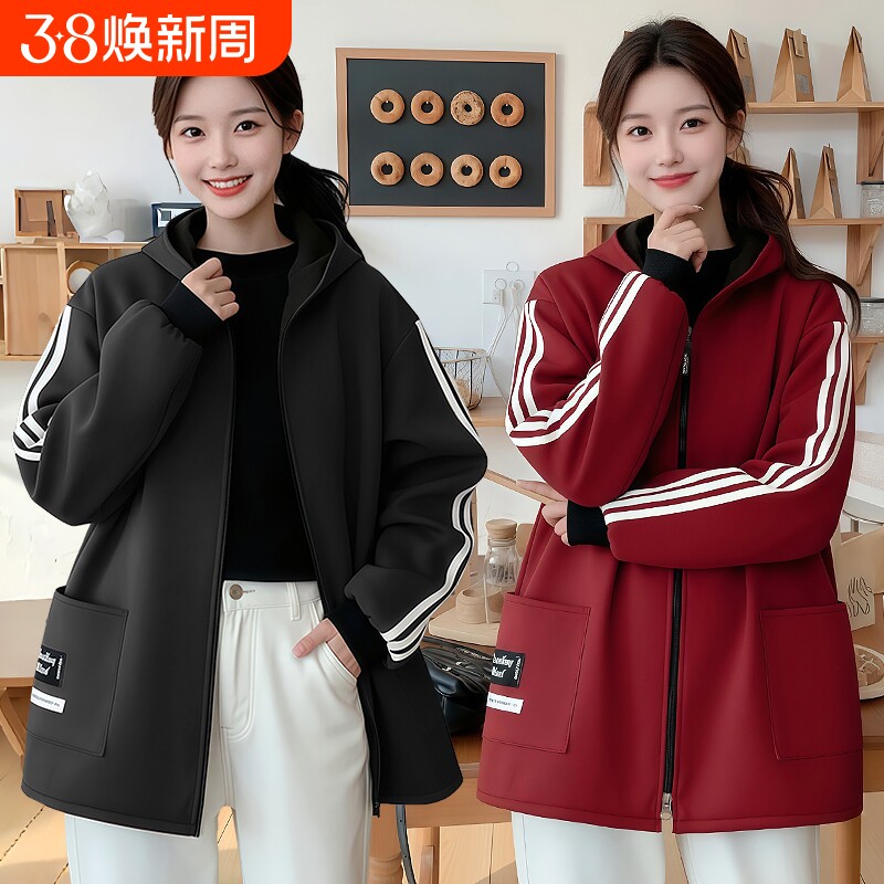 韩版简约纯色围裙长袖连帽加绒罩衣男女同款外穿上班防污工作服