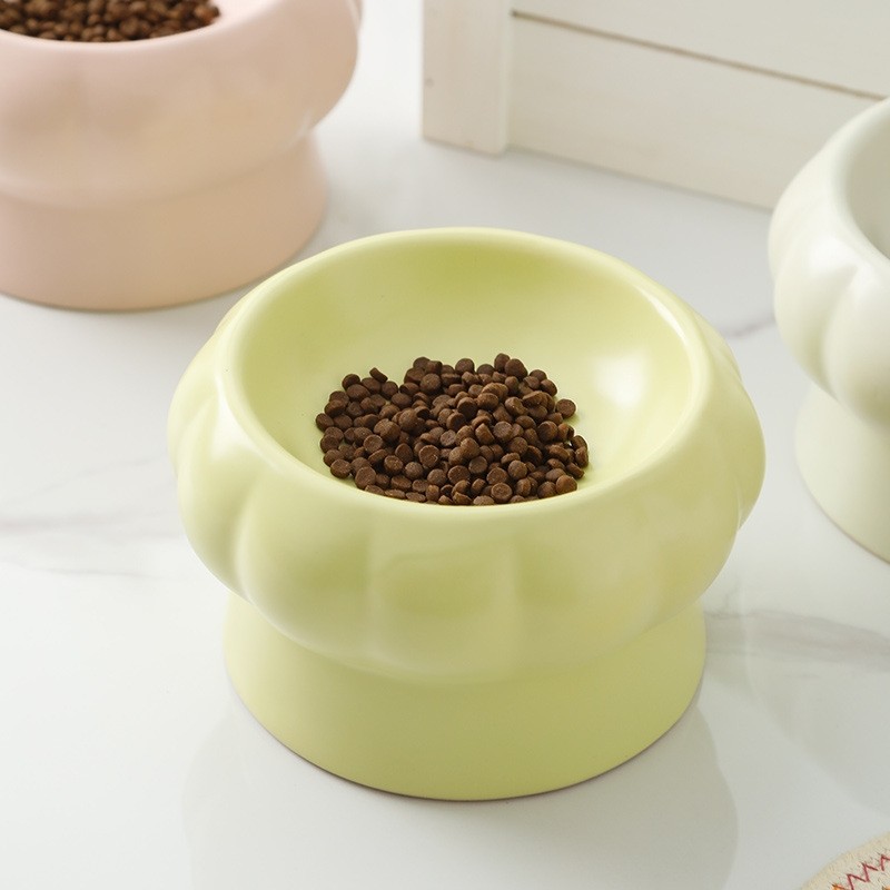 批发陶瓷猫食盆猫咪可爱蘑菇造型狗狗碗水碗保护颈椎双碗宠物碗