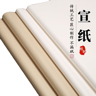 宣纸四尺整张六尺对开书法国画毛笔字熟宣工笔画专用小楷作品纸白色仿古纸生宣半生半熟宣大尺寸半生熟抄经