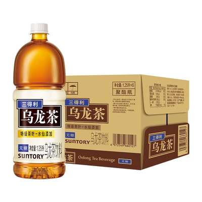 三得利无糖乌龙茶1.25L*6瓶装包邮大瓶装饮料0糖0脂0卡茶饮茶多酚
