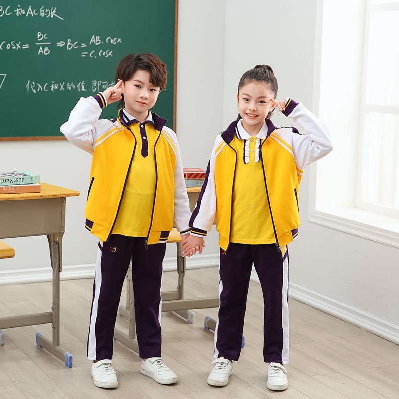 珠海市斗门区小学生夏秋冬男女套装短袖短裤裙裤统一秋季长袖长裤