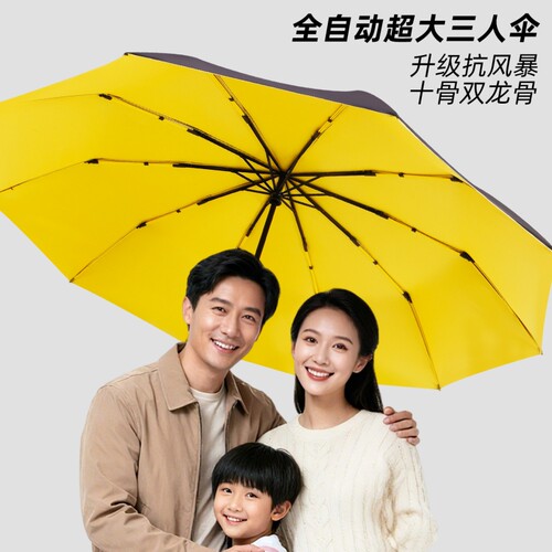 天堂伞雨伞大号全自动折叠伞三人雨伞批货加大加固晴雨两用男女超