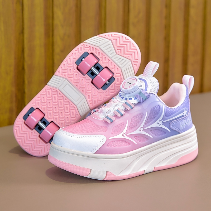 女童滑轮鞋2025秋冬新款四轮儿童暴走鞋隐形女孩溜冰鞋轮滑鞋底