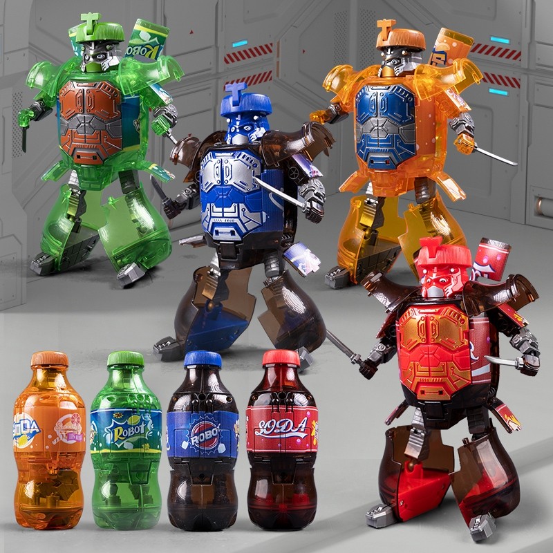 圣诞创意汽水变形机器人易拉罐可乐拼装儿童玩具益智男孩礼物可动