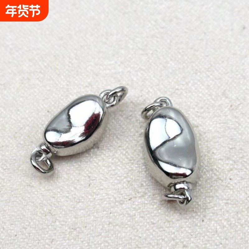 银扣头不褪色304不锈钢元宝扣钛钢珍珠水晶手链项链扣搭扣制作diy,饰品/流行首饰/时尚饰品新,扣,淘宝优惠券,粉丝福利购,淘宝优惠卷