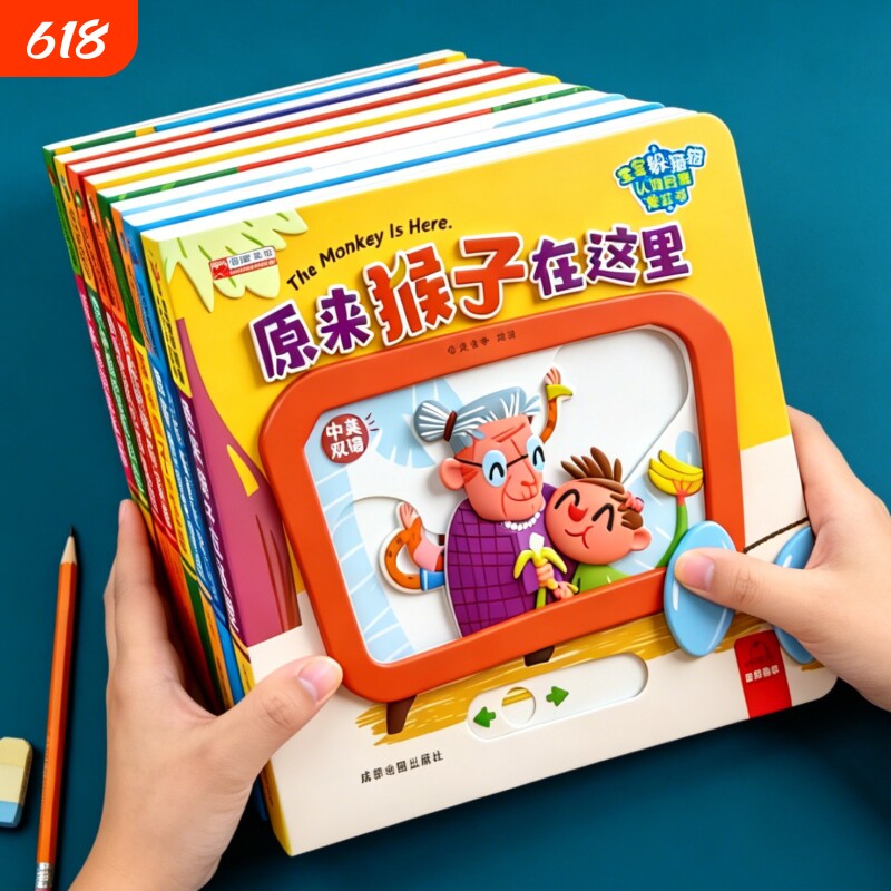 儿童情景启蒙洞洞书幼儿园科普中英双语撕不烂精装硬壳绘本0-3到6岁宝宝早教书益智玩具游戏立体机关书认知卡片训练捉迷藏动物地图