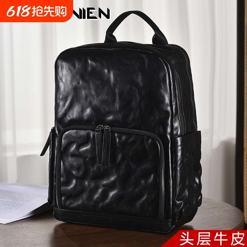 真皮双肩包男士背包2026新款商务男包头层牛皮包高端电脑包书包