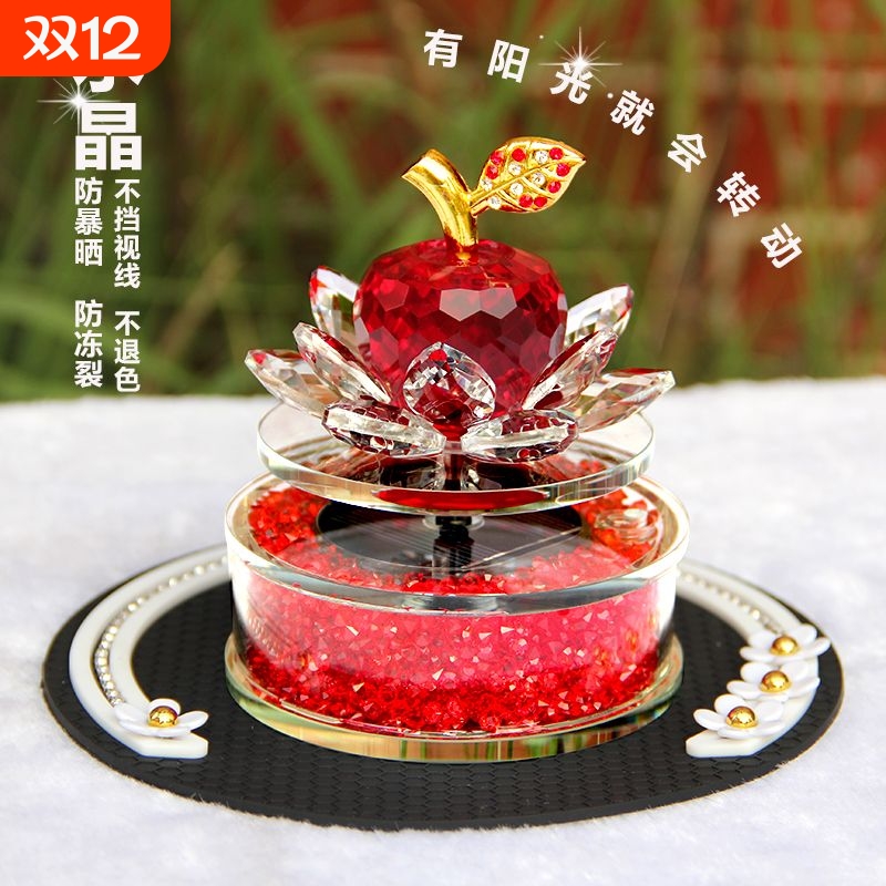 汽车香水太阳能高档个性旋转香薰网红可爱女神款水晶莲花车载摆件