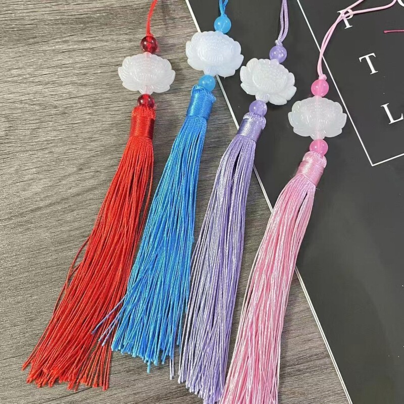 白玉莲花流苏古风穗子复古风扇坠中国挂件工配件古风挂件吊坠