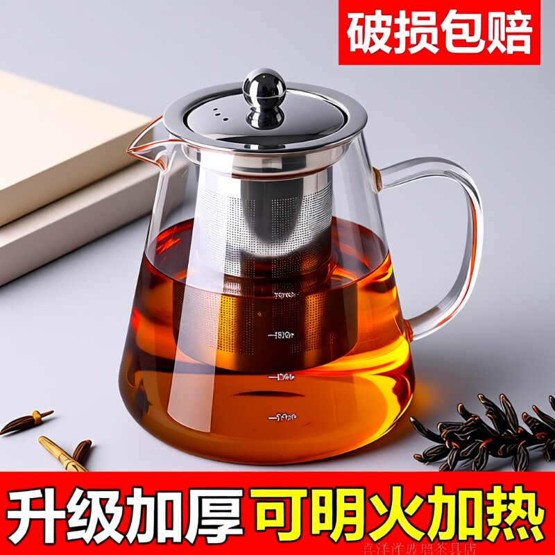 耐高温高硼硅玻璃直筒茶壶图片