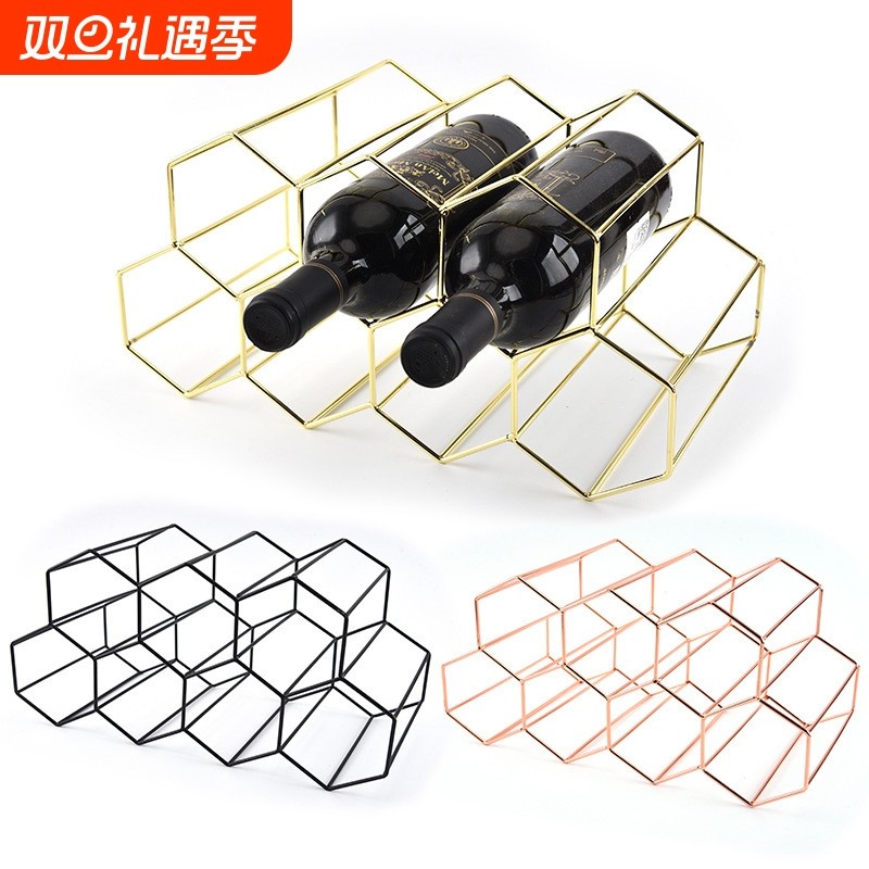 铁艺红酒架葡萄酒红酒架北欧样板间家饰品酒柜摆件酒瓶置物架酒柜