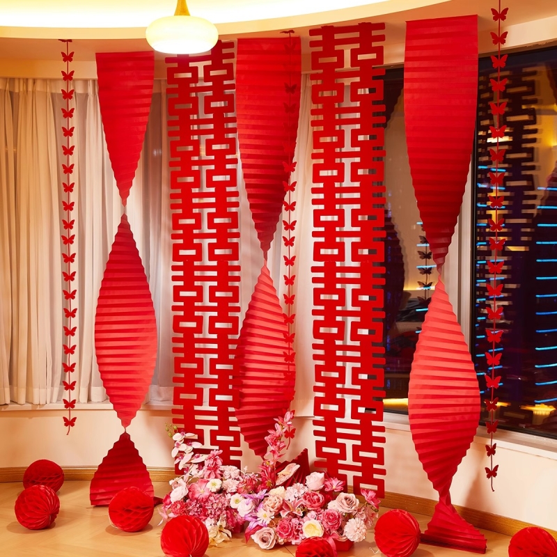 结婚布条婚房布置装饰婚礼新房喜字晨袍条幅背景墙挂布窗帘客厅
