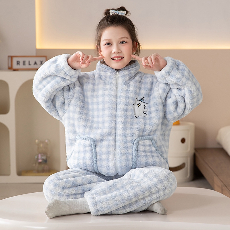 儿童睡衣女童2025秋冬珊瑚绒加绒加厚卡通法兰绒保暖家居服居家
