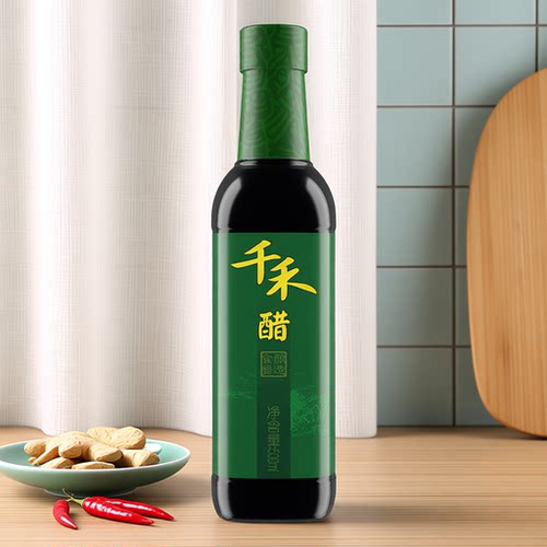 千禾醋500ml瓶无防腐剂酿造食醋凉拌饺子蘸料调味品优质食用家用